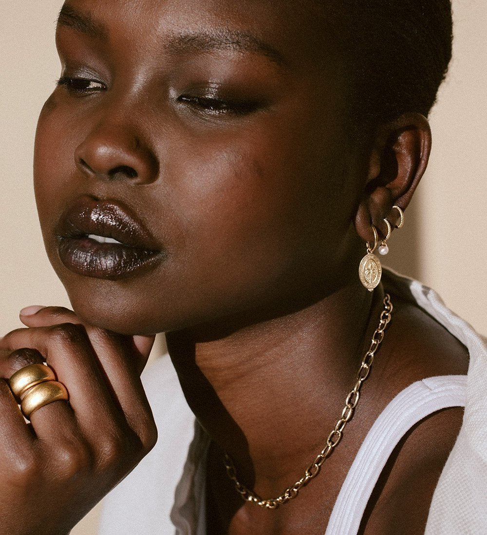 TINY PEARL HOOPS (18K GOLD PLATED) - IMAGE 6