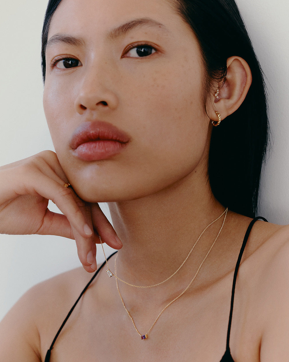 BAGUETTE BIRTHSTONE NECKLACE (18K GOLD VERMEIL)
