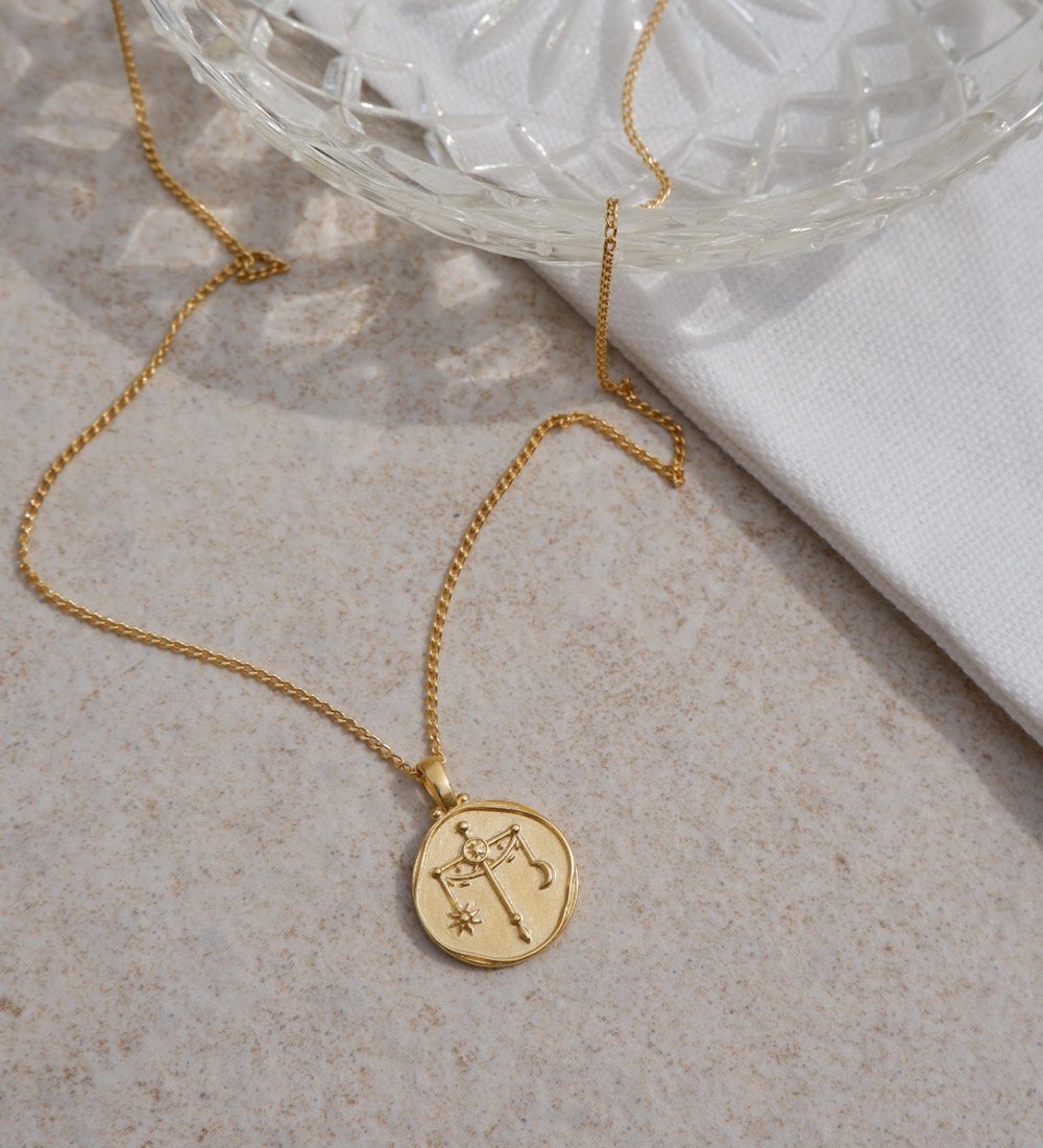 LIBRA ZODIAC NECKLACE (18K GOLD VERMEIL) - IMAGE 3