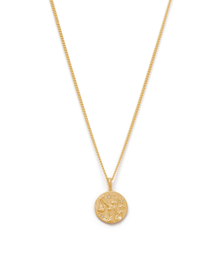 LIBRA PETITE ZODIAC NECKLACE (18K GOLD VERMEIL)