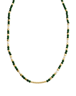 MALACHITE BEADED NECKLACE (18K GOLD PLATED)