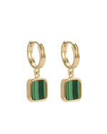 MALACHITE HOOPS (18K GOLD PLATED)
