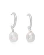 PEARL DROP HOOPS (STERLING SILVER)