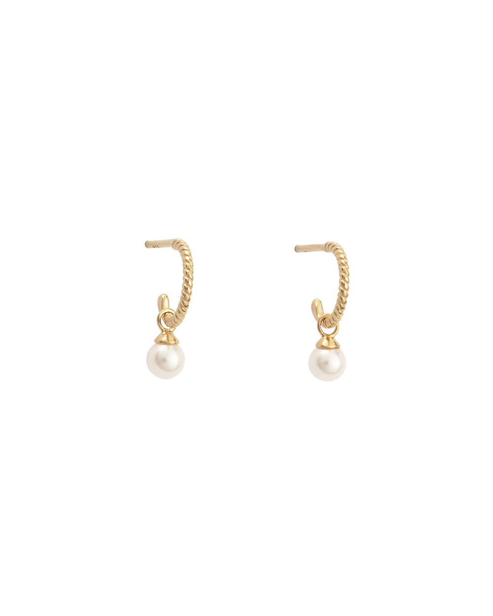 TINY PEARL HOOPS (18K GOLD PLATED) - IMAGE 1