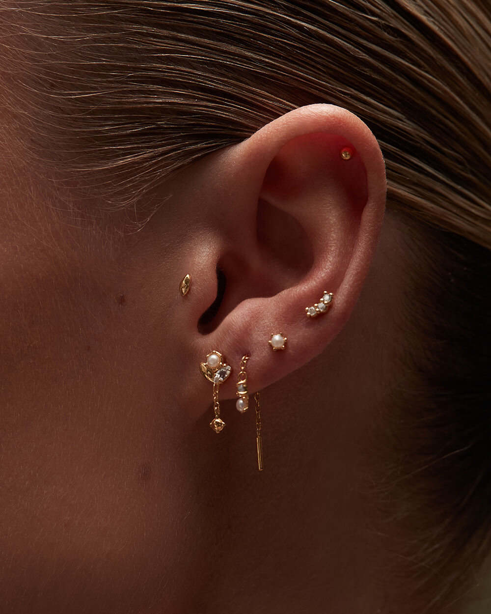 SLICE CLUSTER CHAIN STUDS (18K GOLD PLATED) - IMAGE 3