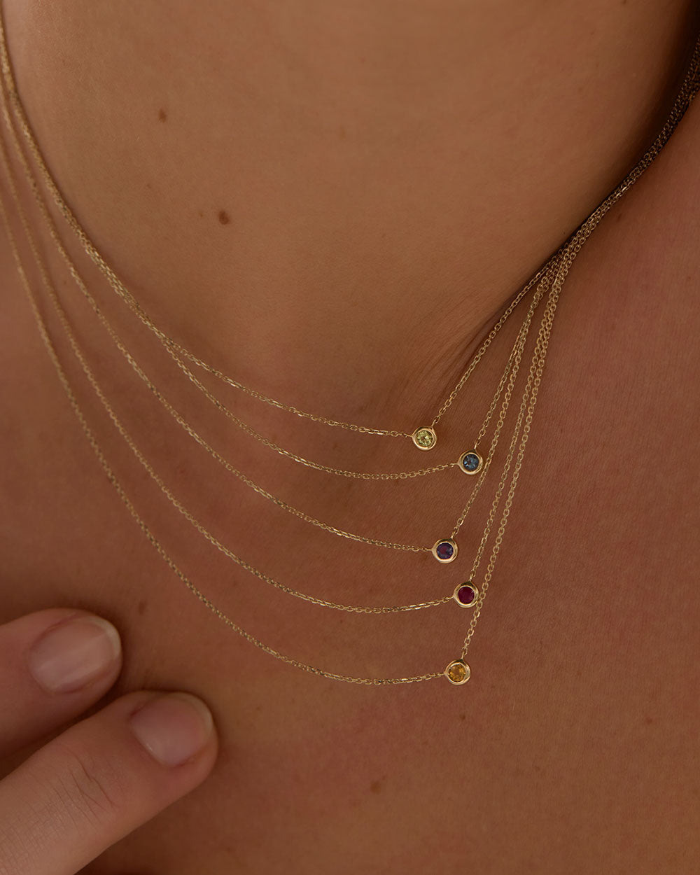 PETITE BIRTHSTONE NECKLACE (9K GOLD)