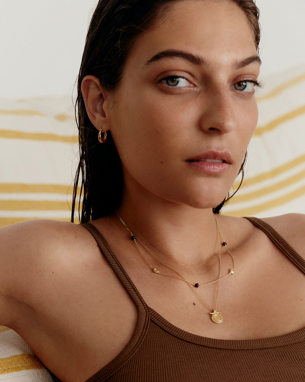 TEMPO TIGERS EYE NECKLACE (18K GOLD VERMEIL)