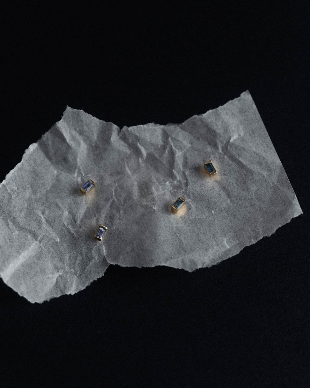 BAGUETTE BIRTHSTONE STUDS (18K GOLD PLATED)