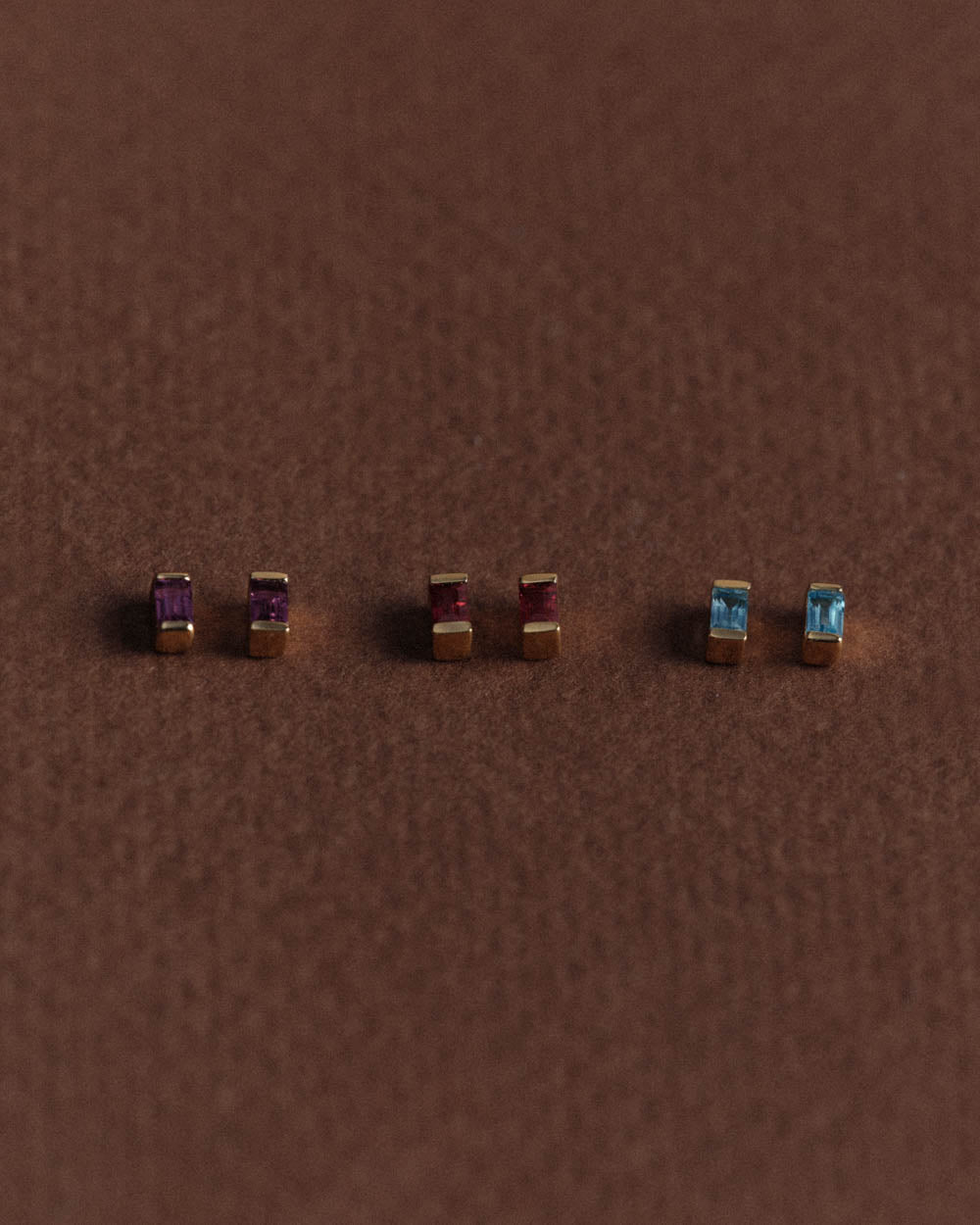 BAGUETTE BIRTHSTONE STUDS (18K GOLD PLATED)