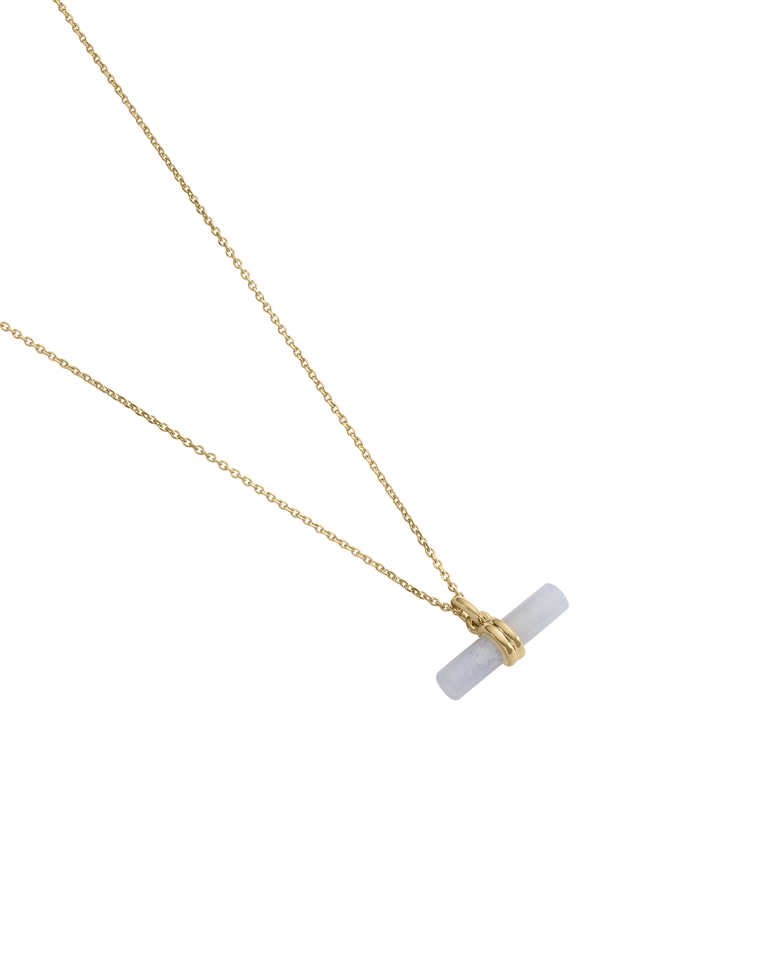 BLUE LACE AGATE T-BAR NECKLACE (18K GOLD VERMEIL)