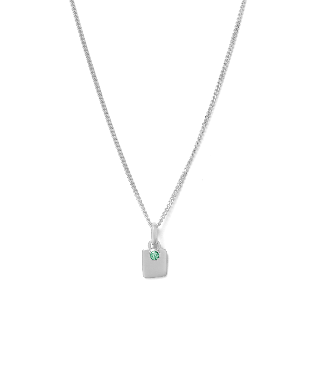 ENGRAVABLE BIRTHSTONE NECKLACE (STERLING SILVER)