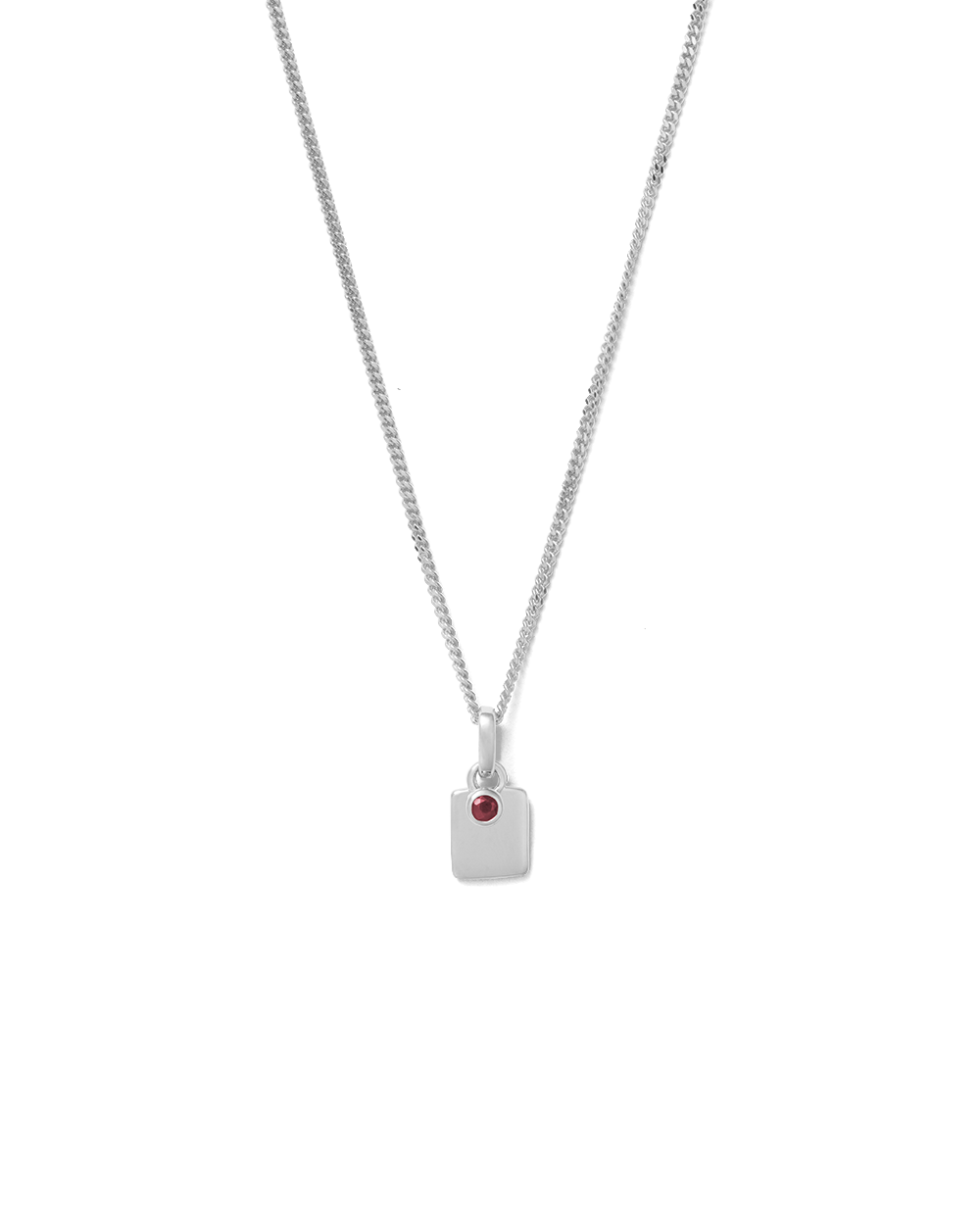 ENGRAVABLE BIRTHSTONE NECKLACE (STERLING SILVER)