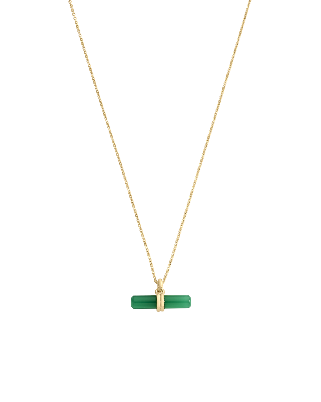 GREEN ONYX T-BAR NECKLACE (18K GOLD VERMEIL)