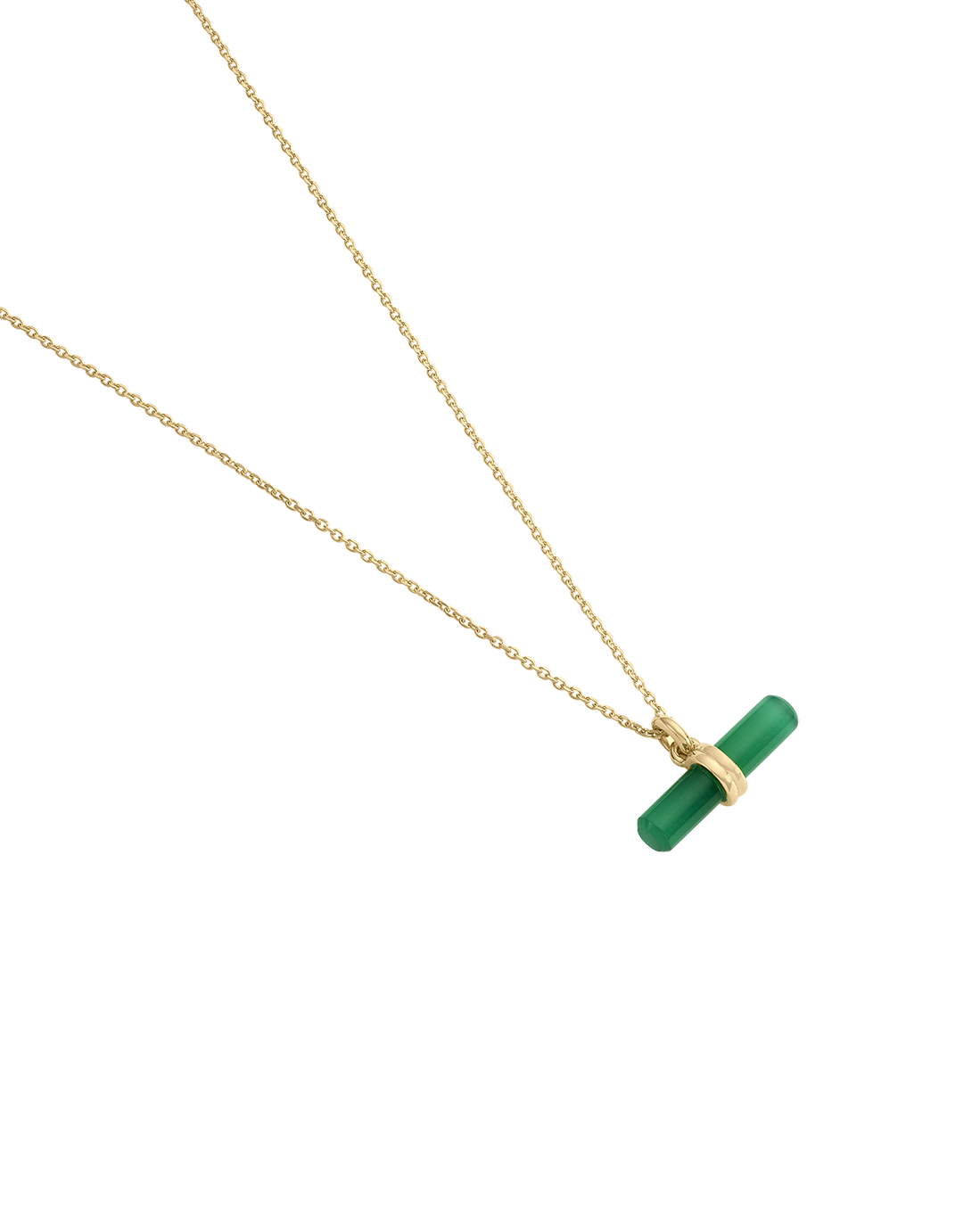 GREEN ONYX T-BAR NECKLACE (18K GOLD VERMEIL)