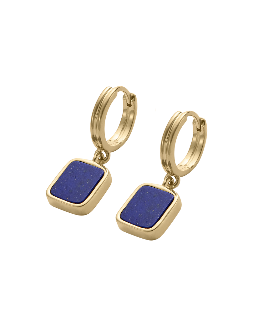 LAPIS HOOPS (18K GOLD PLATED)