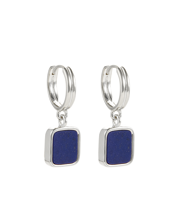 LAPIS HOOPS (STERLING SILVER)