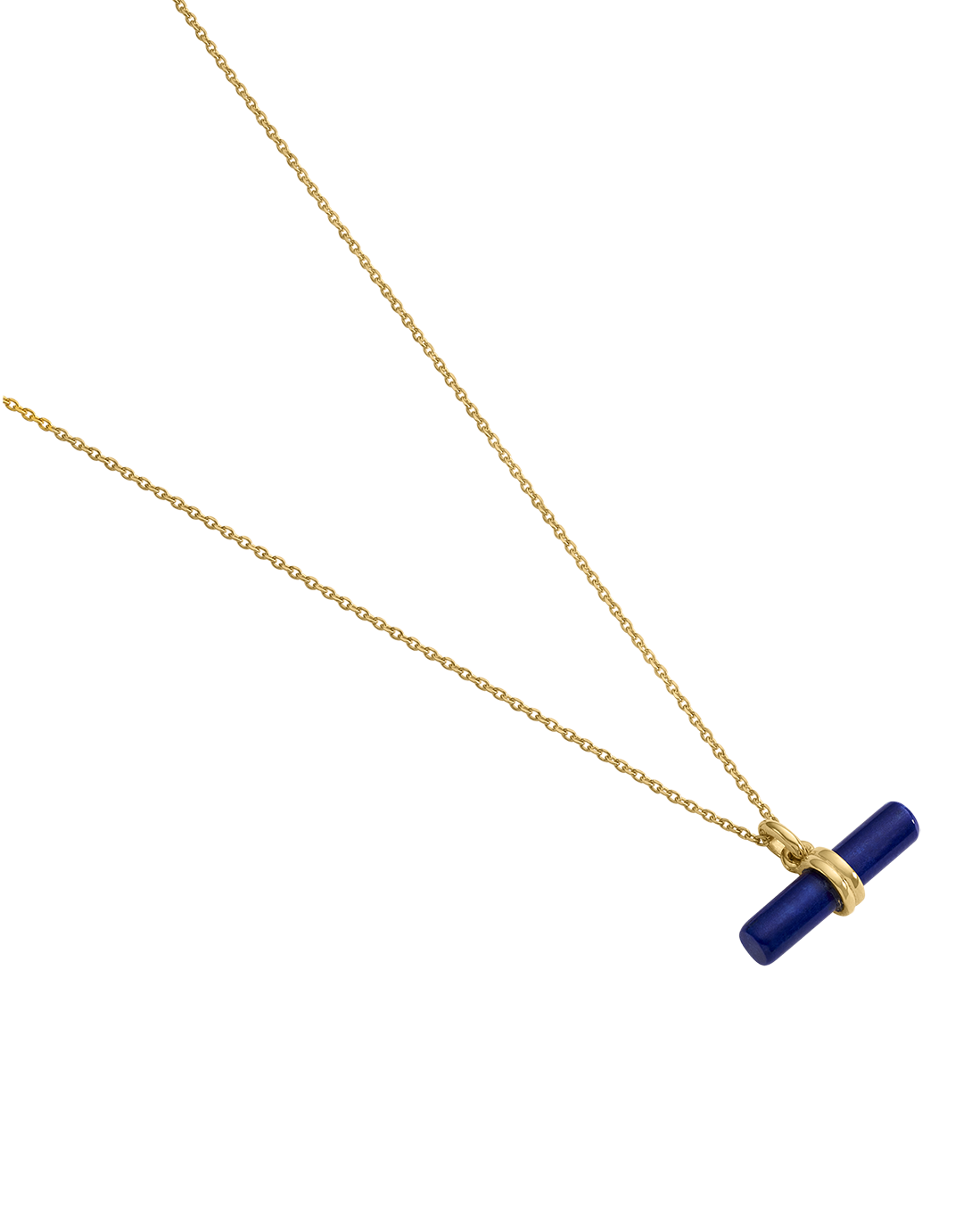 LAPIS T-BAR NECKLACE (18K GOLD VERMEIL)