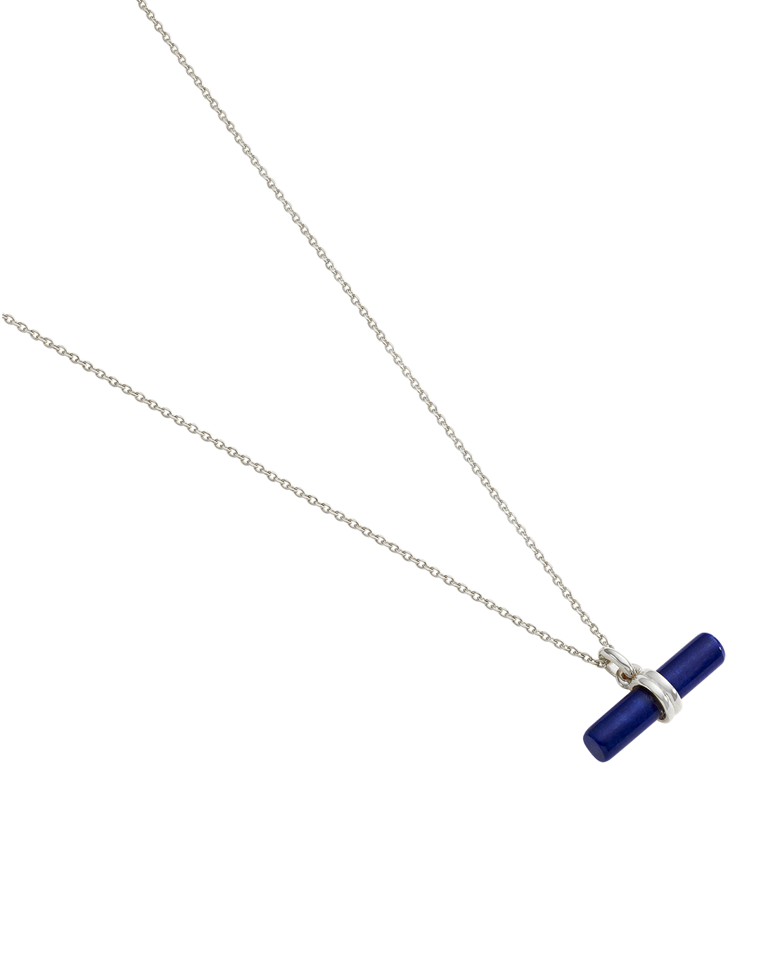 LAPIS T-BAR NECKLACE (STERLING SILVER)