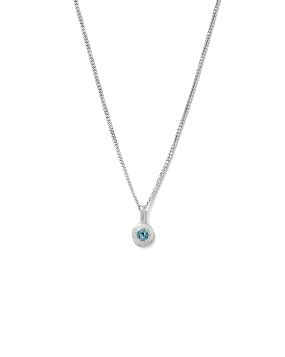 October Birthstone - Sterling Silver & Rose CZ Silver Disc Necklace - Hiho  Silver