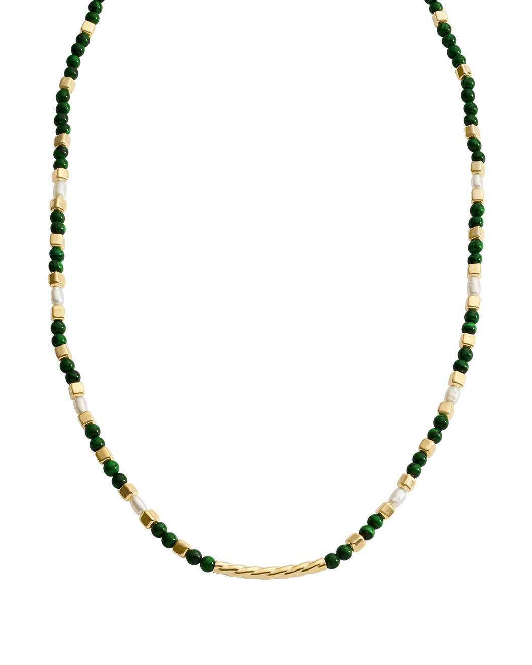 MALACHITE BEADED NECKLACE (18K GOLD PLATED) IMAGE 1
