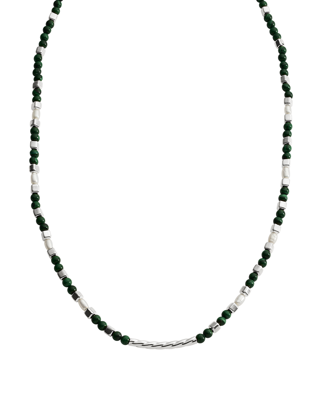 MALACITE BEADED NECKLACE (STERLING SILVER)