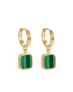 MALACHITE HOOPS (18K GOLD PLATED) IMAGE 1
