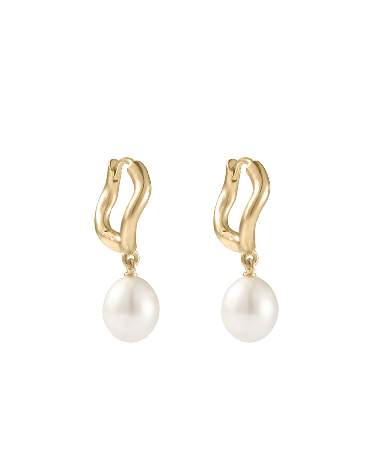 MARIS PEARL HOOPS (18K GOLD PLATED) IMAGE 1