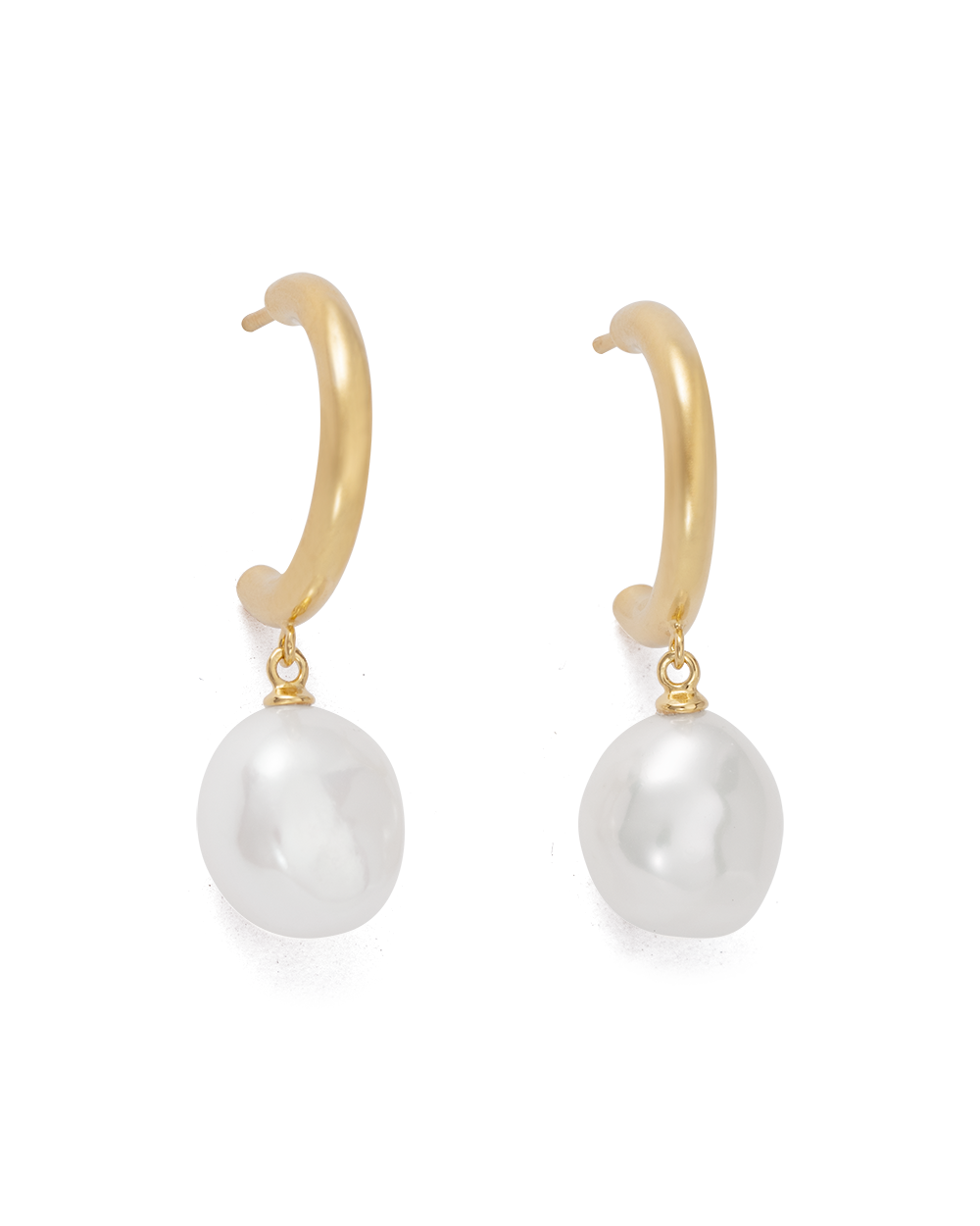 PEARL DROP HOOPS (18K GOLD PLATED) – KIRSTIN ASH (United States)