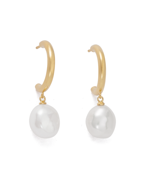 Gold Hoop Petal Pearl Dangle Earrings, Keshi Pearl outlet Drop Earrings, Pearl Drop Earrings Bridal, Natural Baroque Pearl Earrings