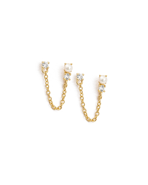 PEARL TOPAZ DOUBLE EARRINGS (18K GOLD PLATED) – KIRSTIN ASH