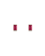 BAGUETTE BIRTHSTONE STUDS (STERLING SILVER)