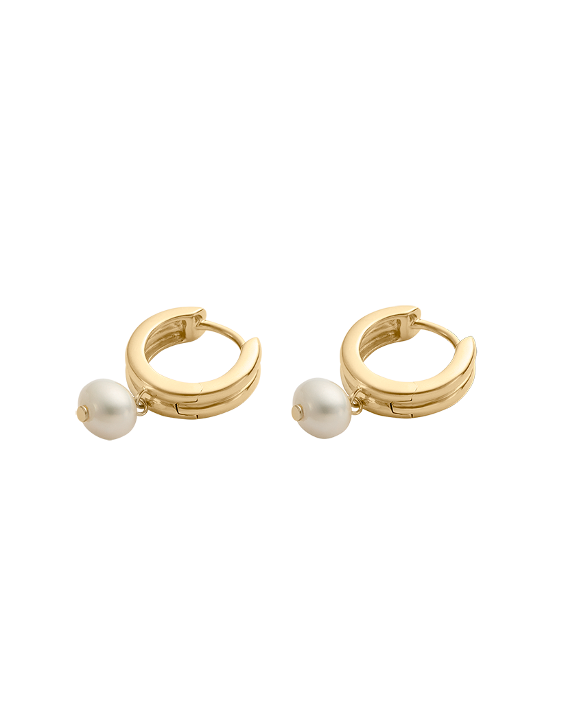 SOLACE PEARL HOOPS (18K GOLD PLATED) IMAGE 4
