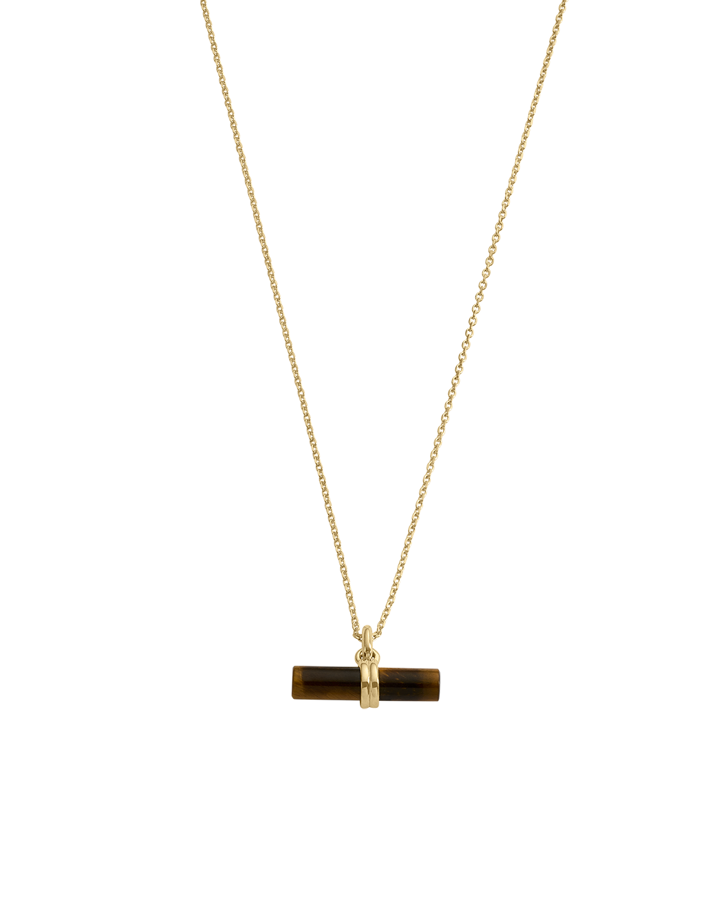 TIGERS EYE T-BAR NECKLACE (18K GOLD VERMEIL)