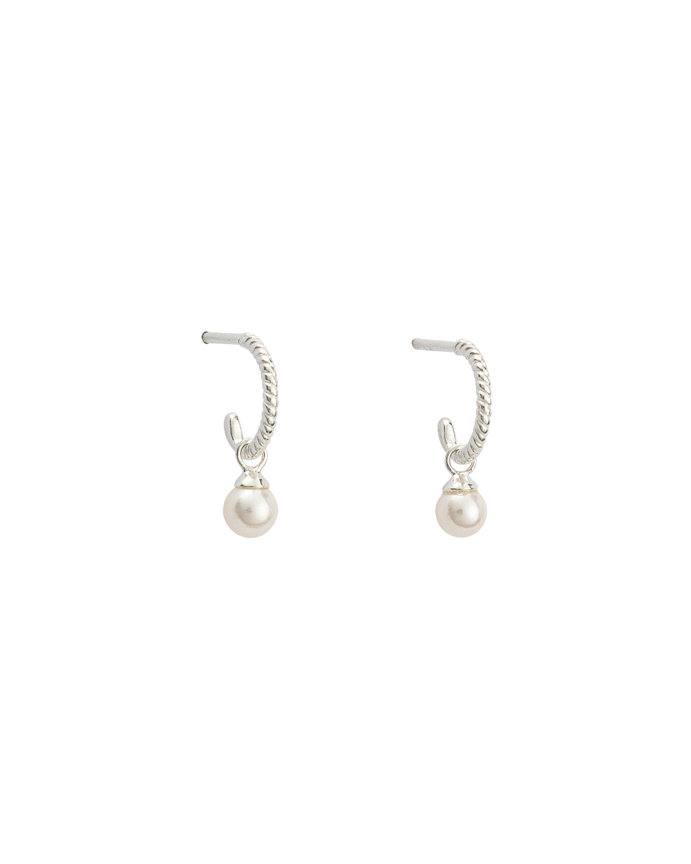 TINY PEARL HOOPS (STERLING SILVER) - IMAGE 9