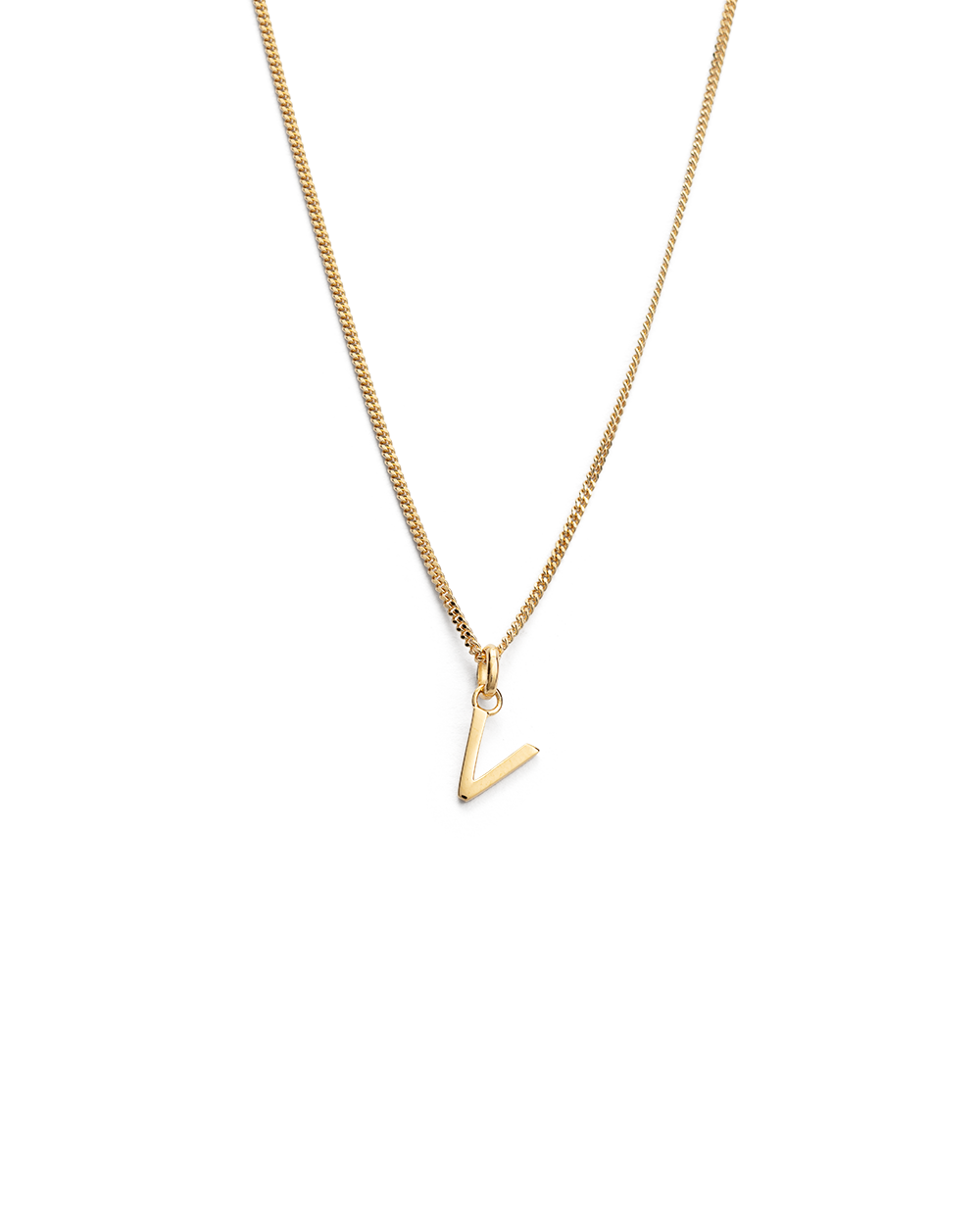 10k Solid Yellow Gold Small Mini Initial Letter V Pendant Necklace | eBay