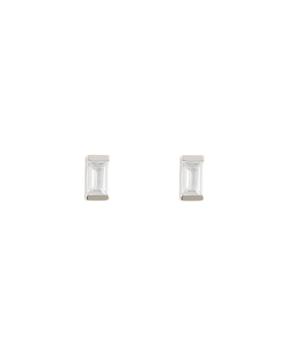 BAGUETTE BIRTHSTONE STUDS (STERLING SILVER)